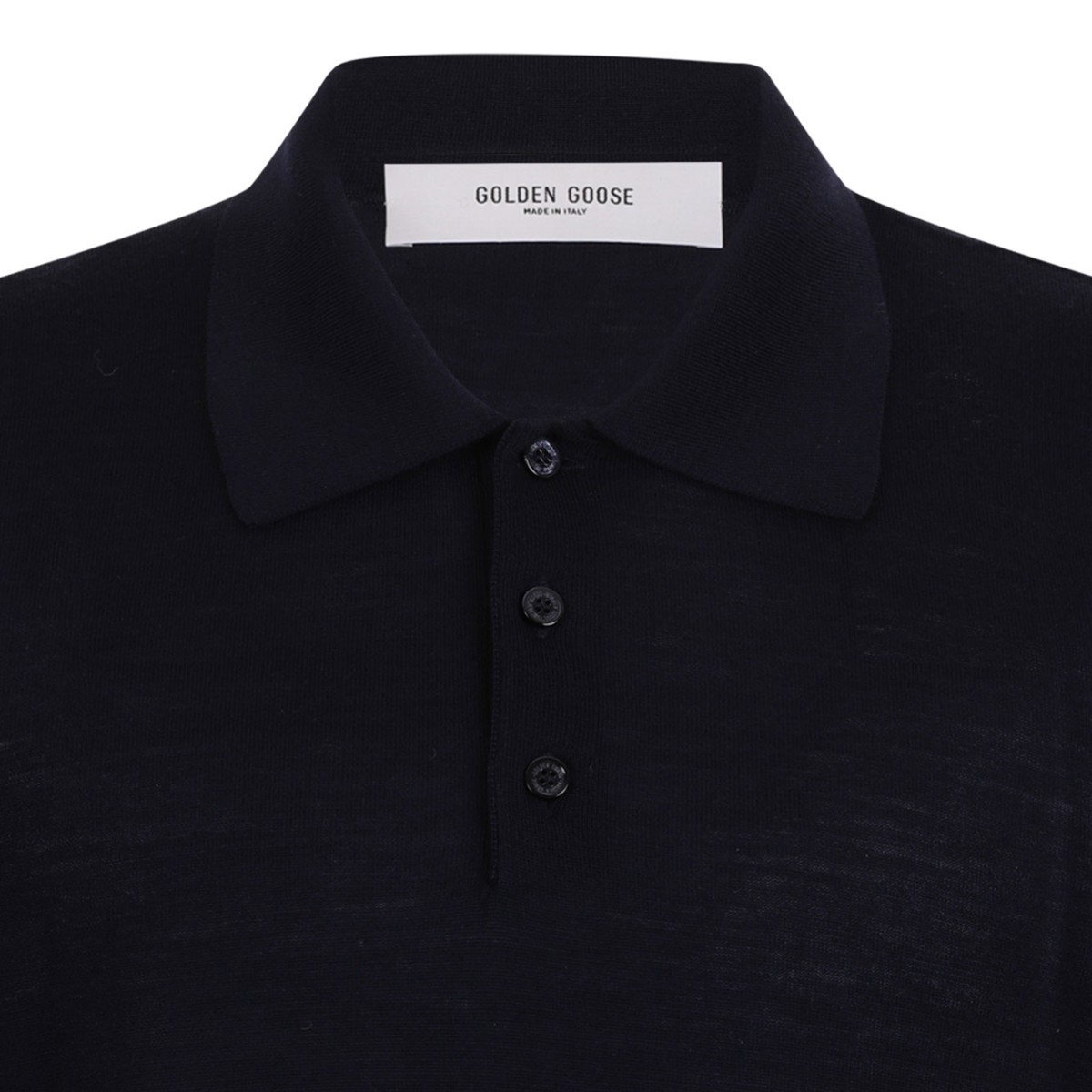 Dark Blue Virgin Wool Polo Shirt