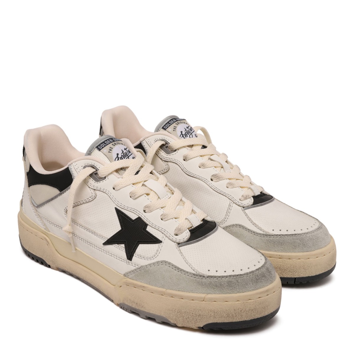 White and Black Forty2 Leather Sneakers