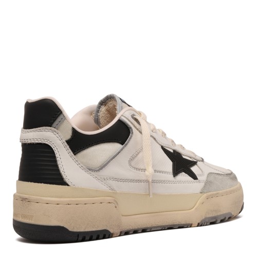 White and Black Forty2 Leather Sneakers