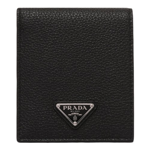 Black Enamel Triangle Logo Wallet