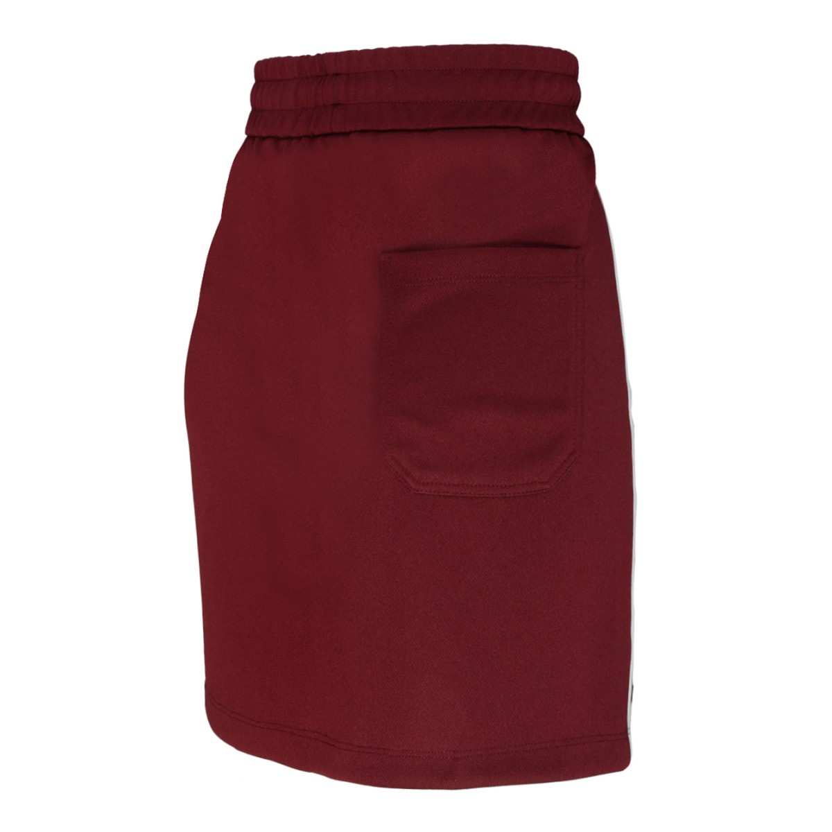 Wine Red and White Cotton Rock Star Side Stripe Skirt