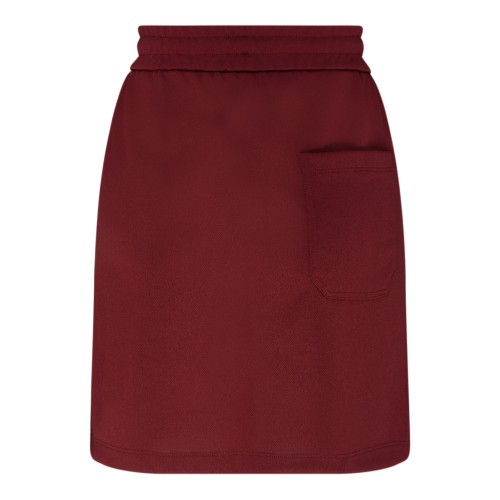 Wine Red and White Cotton Rock Star Side Stripe Skirt