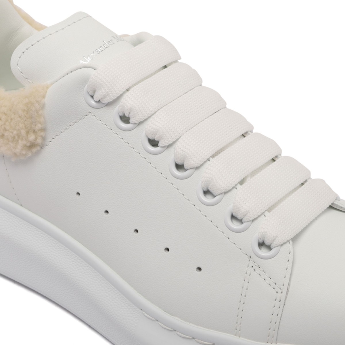 White With Furry Heel Tab Oversized Sneakers