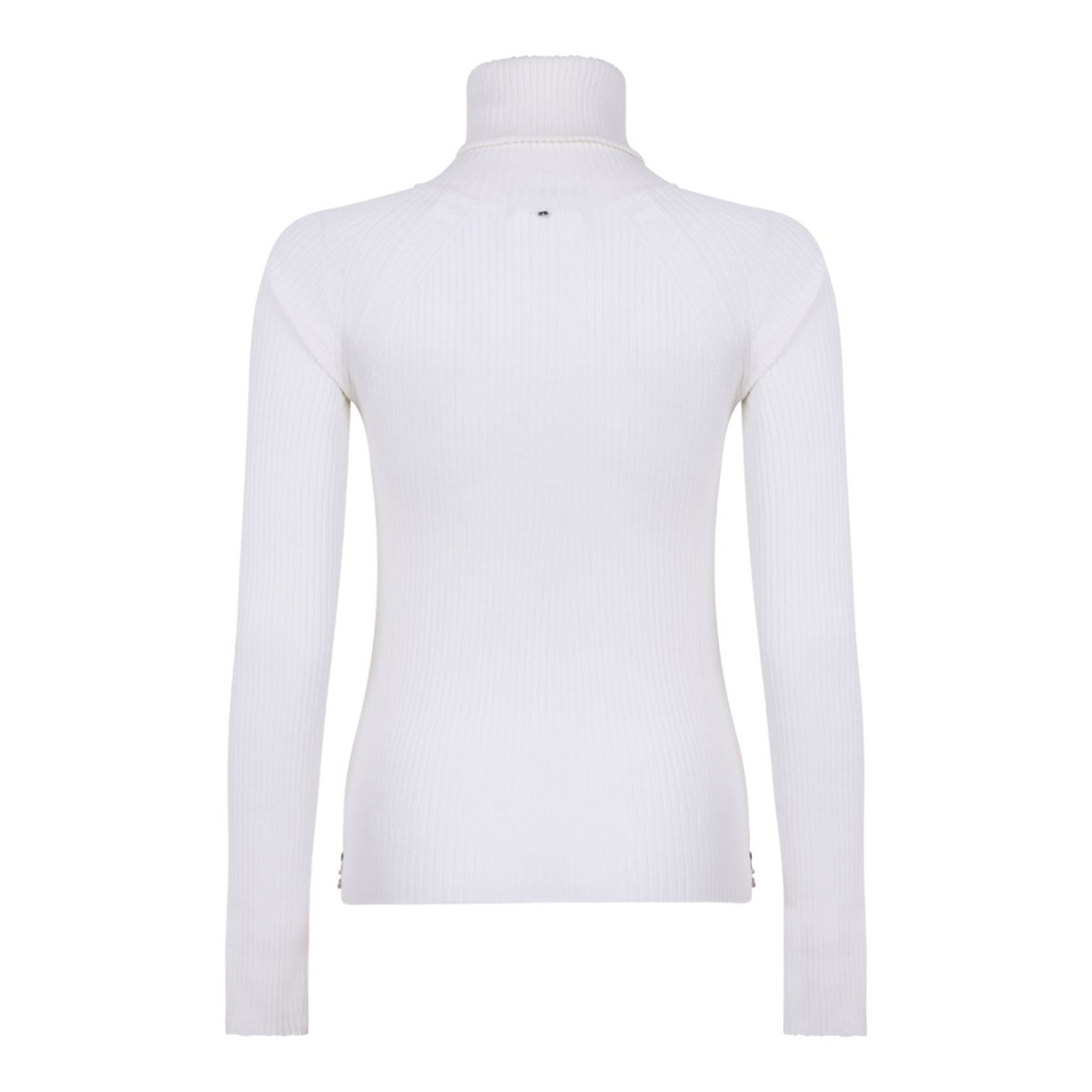 White Sweater With Zip-Up High Neck Detail
