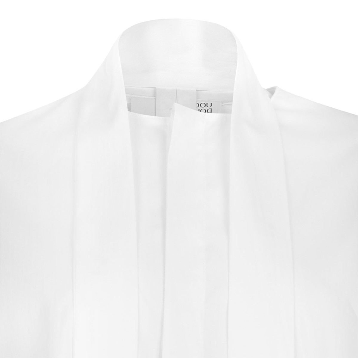 White Silk Blend Tie-Neck Blouse