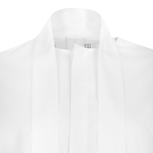 White Silk Blend Tie-Neck Blouse