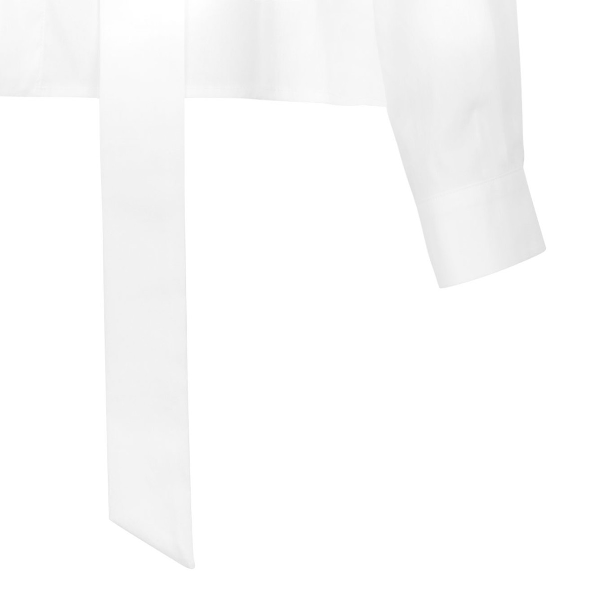 White Silk Blend Tie-Neck Blouse