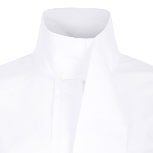 White Scarf-Collar Poplin Blouse