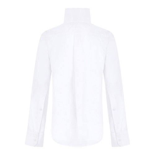White Scarf-Collar Poplin Blouse 2