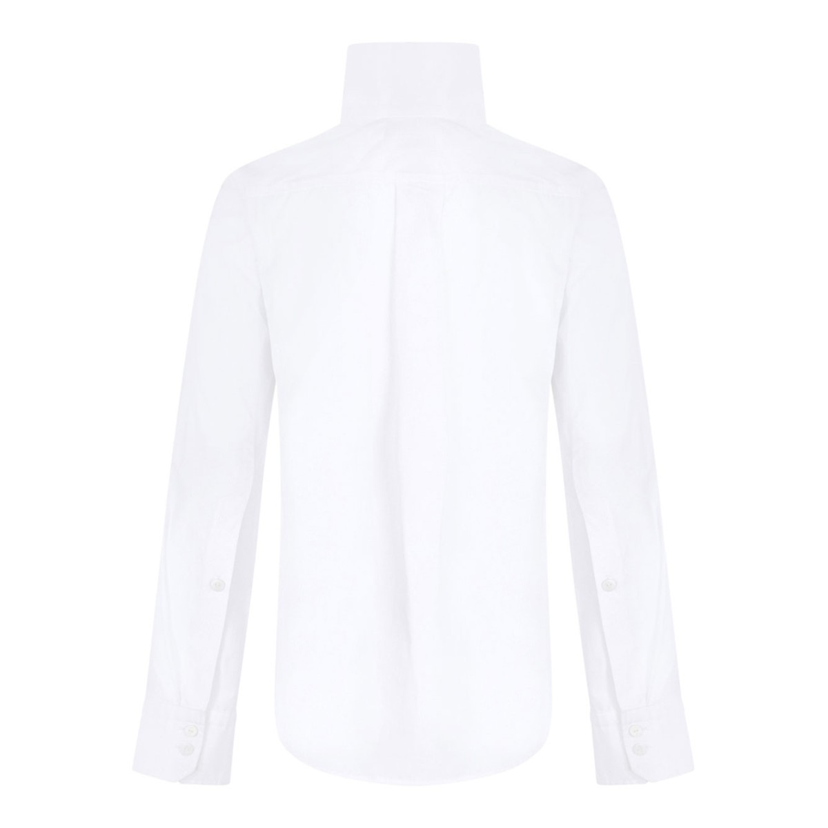 White Scarf-Collar Poplin Blouse