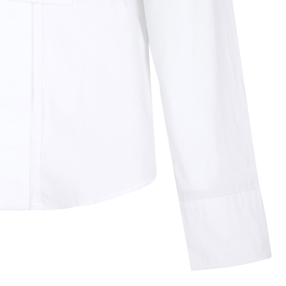 White Scarf-Collar Poplin Blouse