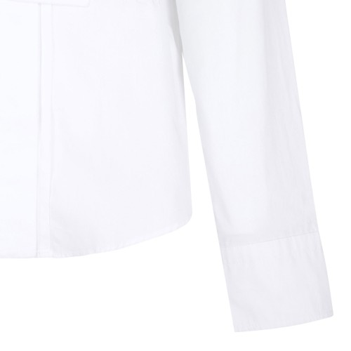 White Scarf-Collar Poplin Blouse