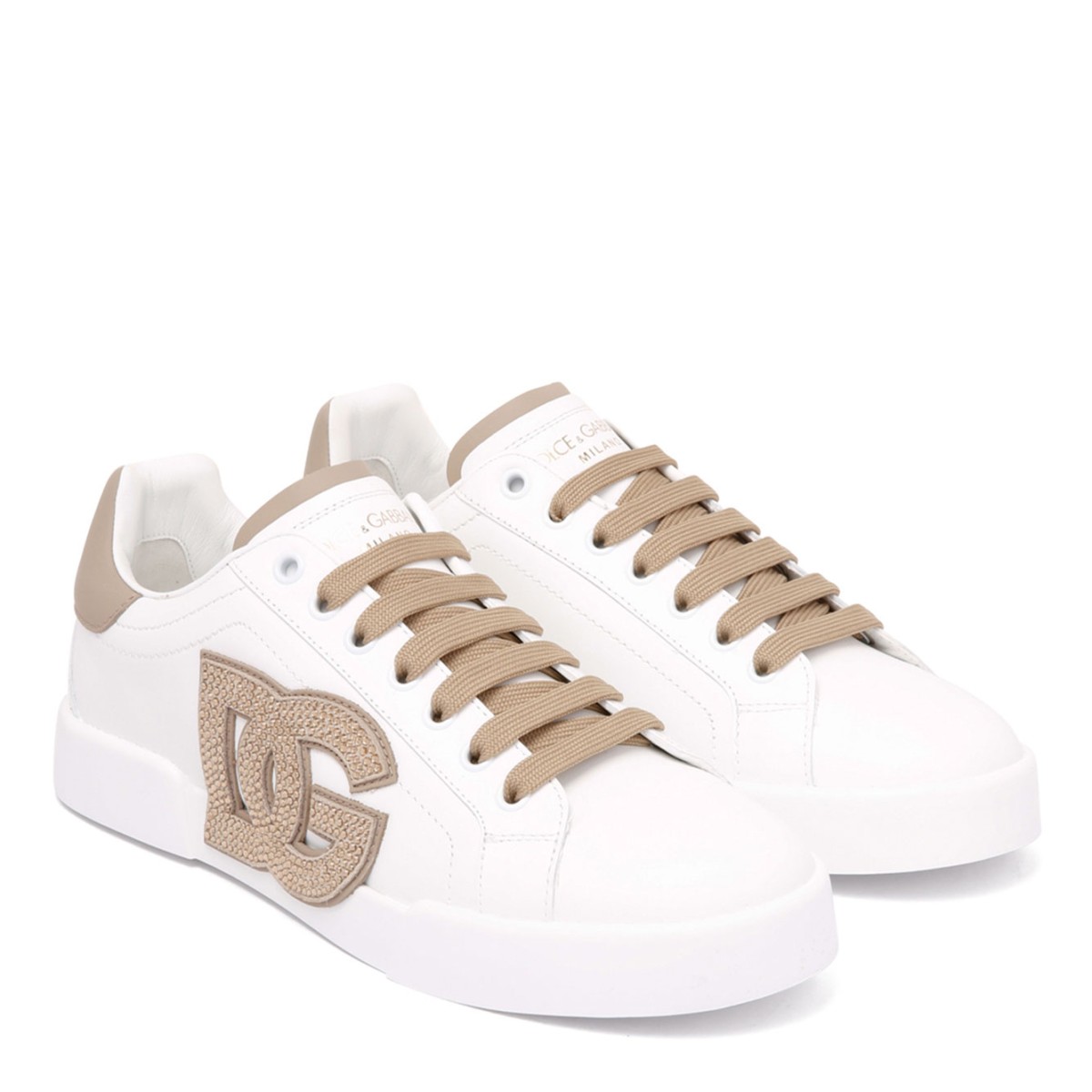 White Portofino Logo Embellished Sneakers