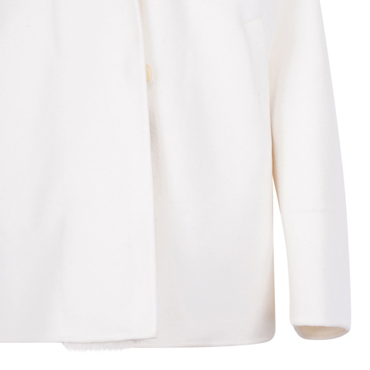 White Mink and Cashmere Jacket with Hood and V-Neck