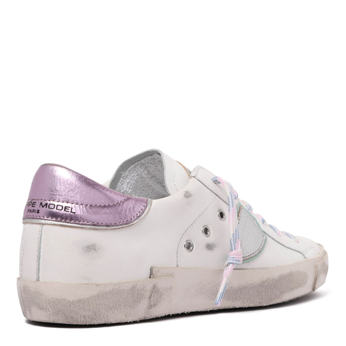 White Metallic Distressed Sneakers