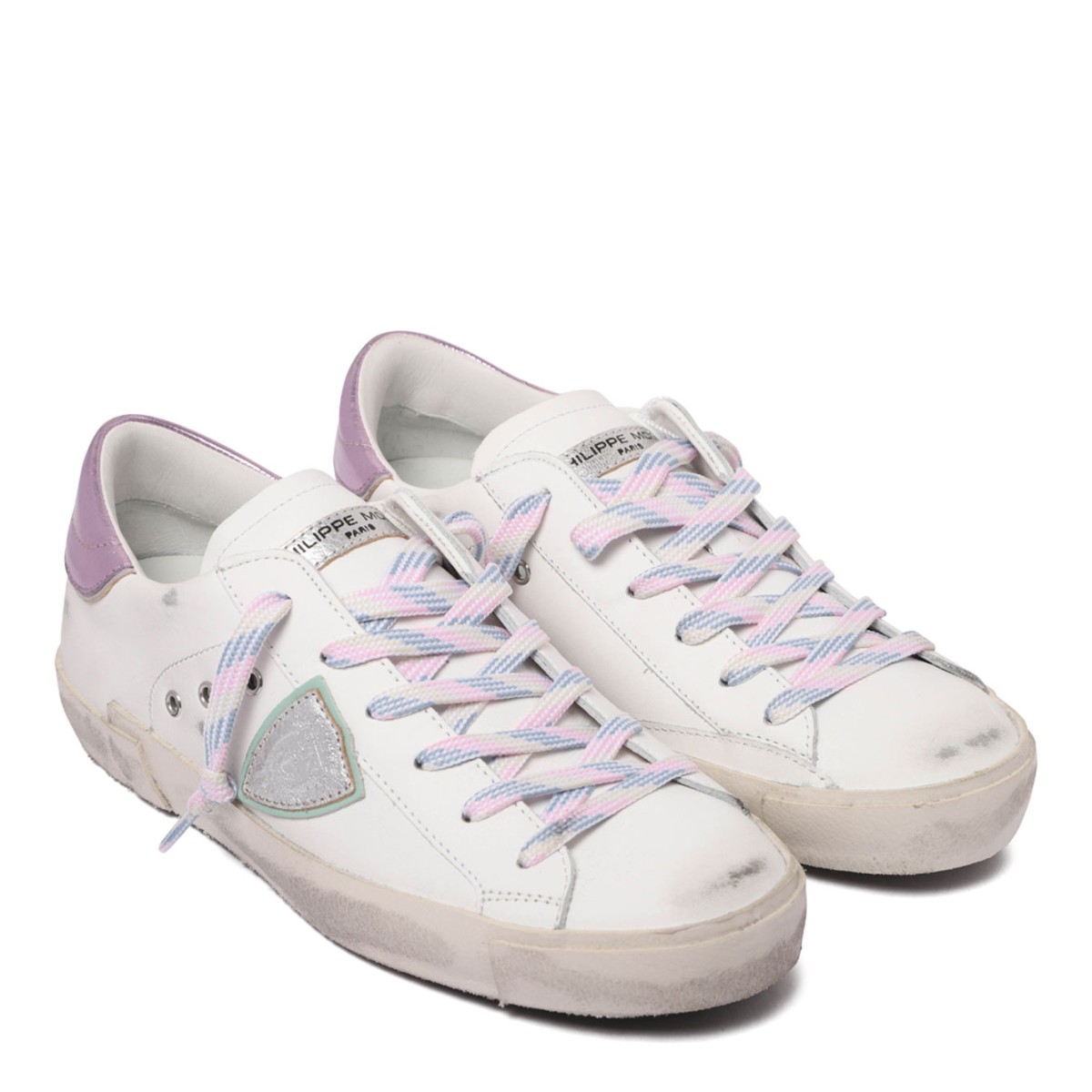White Metallic Distressed Sneakers