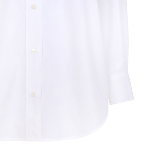 White Long Poplin Shirt With Crystal Embellished