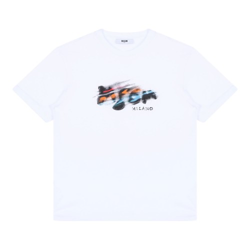 White Logo Print T-Shirt