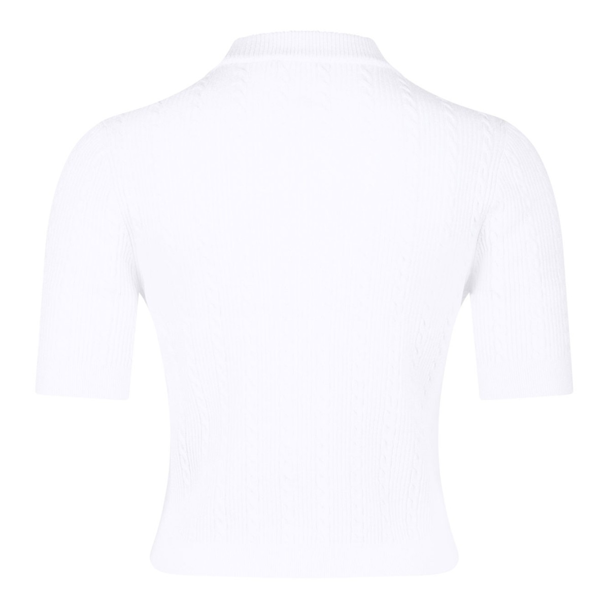 White Knit Button-Up Top