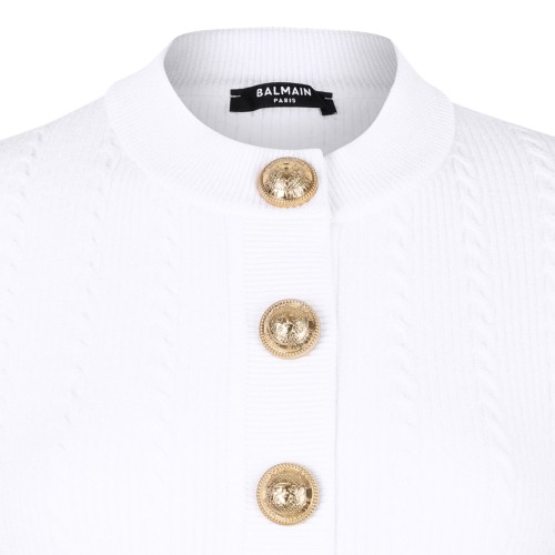 White Knit Button-Up Top