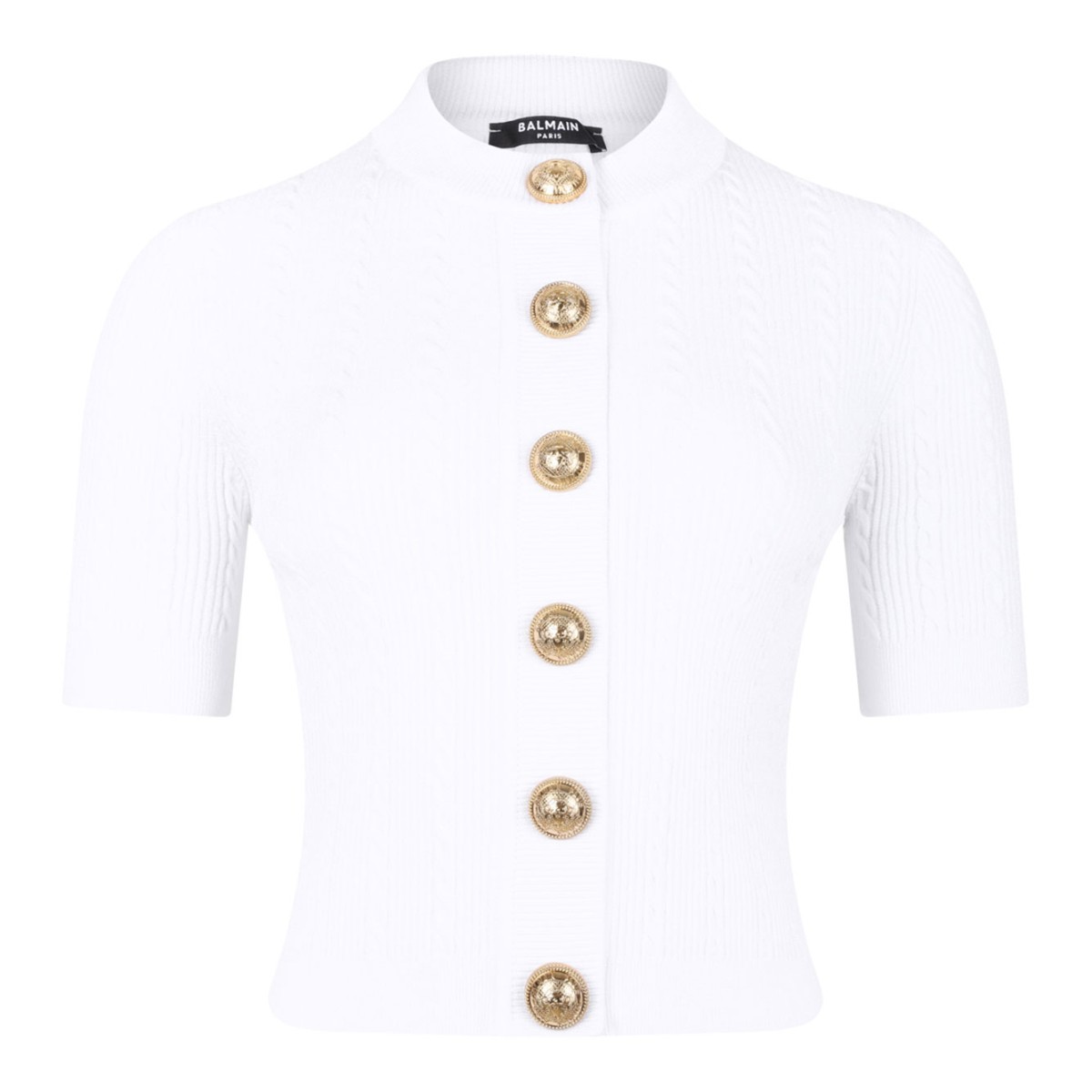 White Knit Button-Up Top