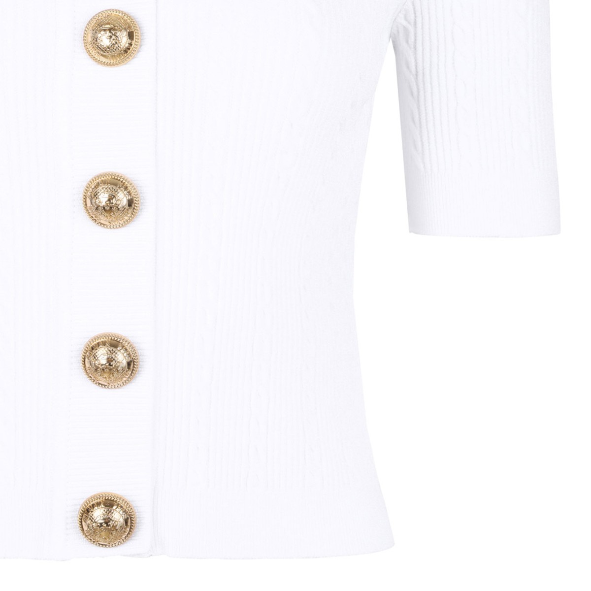 White Knit Button-Up Top