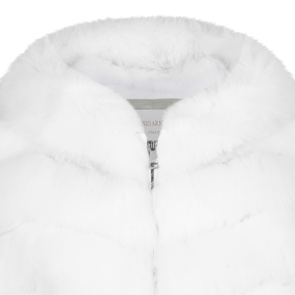 White Fox Fur Vest with Hood