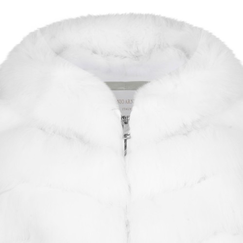 White Fox Fur Vest with Hood
