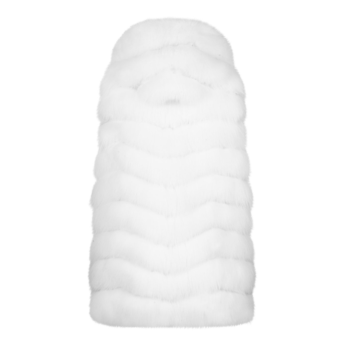 White Fox Fur Vest with Hood