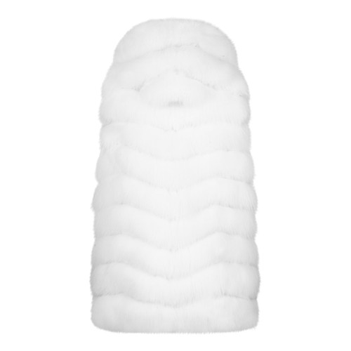 White Fox Fur Vest with Hood