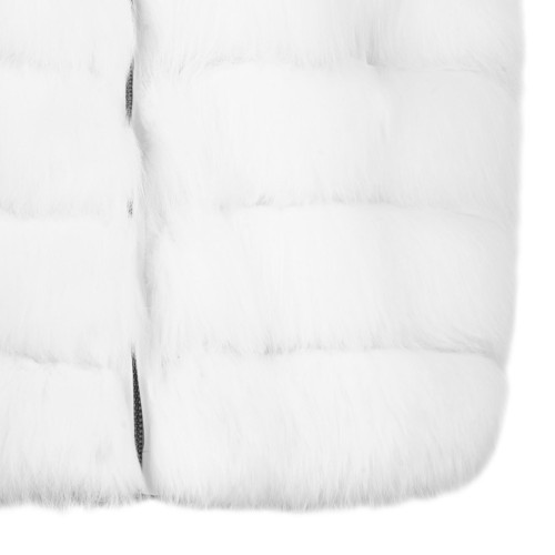 White Fox Fur Vest with Hood