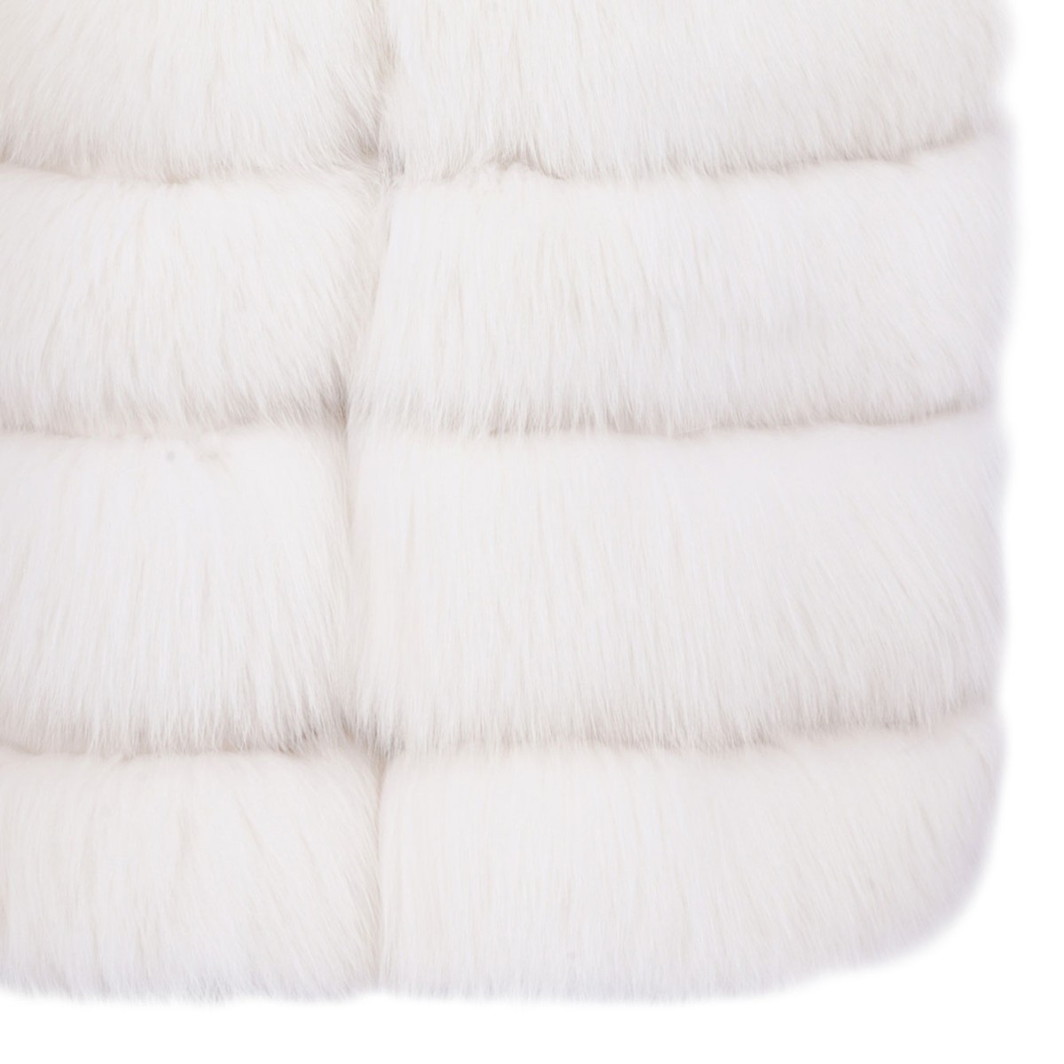 White Fox Fur Long Vest with High Collar