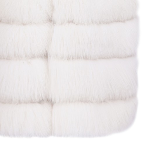 White Fox Fur Long Vest with High Collar