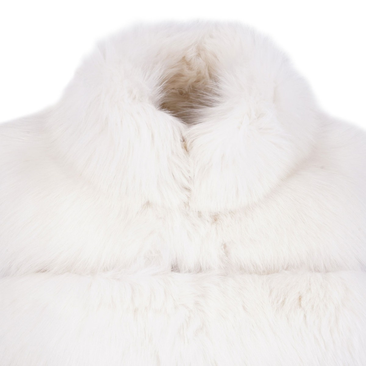White Fox Fur Long Vest with High Collar
