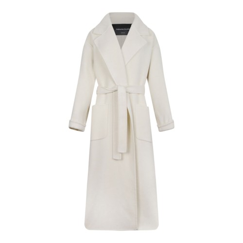 White Double Wool And Soft Cashmere Coat