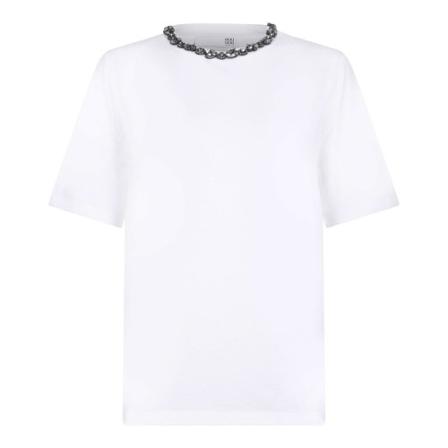 White Crystal Embellished T-Shirt