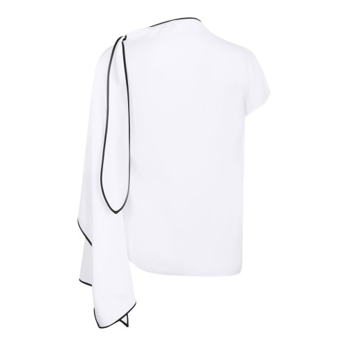 White Asymmetric Scarf Detail Top 2