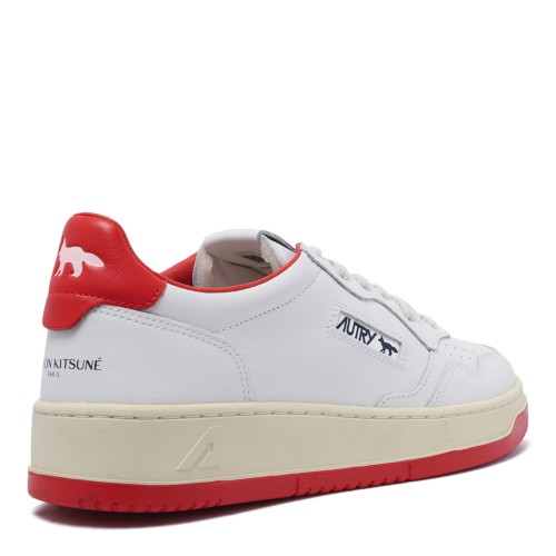 White and Red Medalist Sneakers