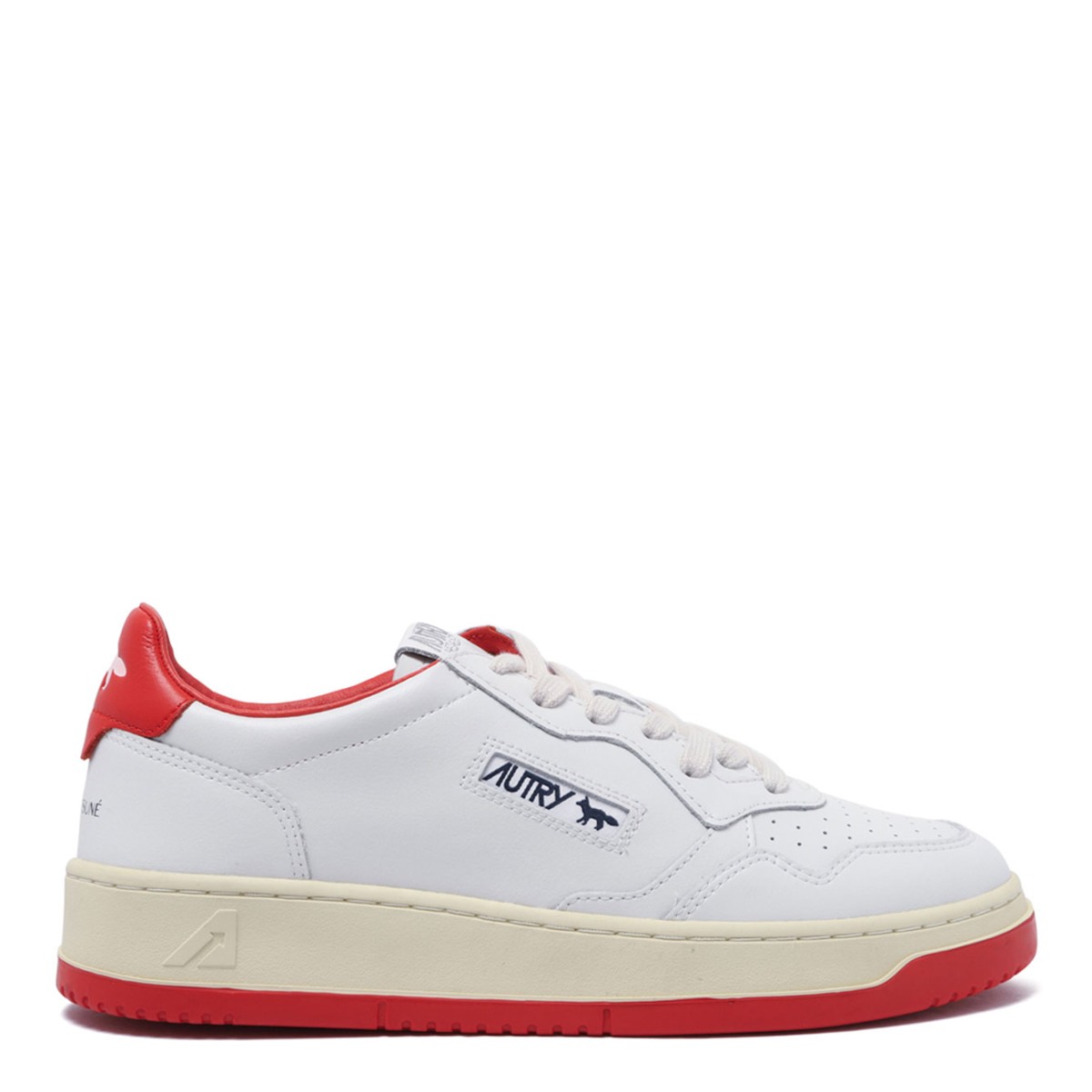 White and Red Medalist Sneakers