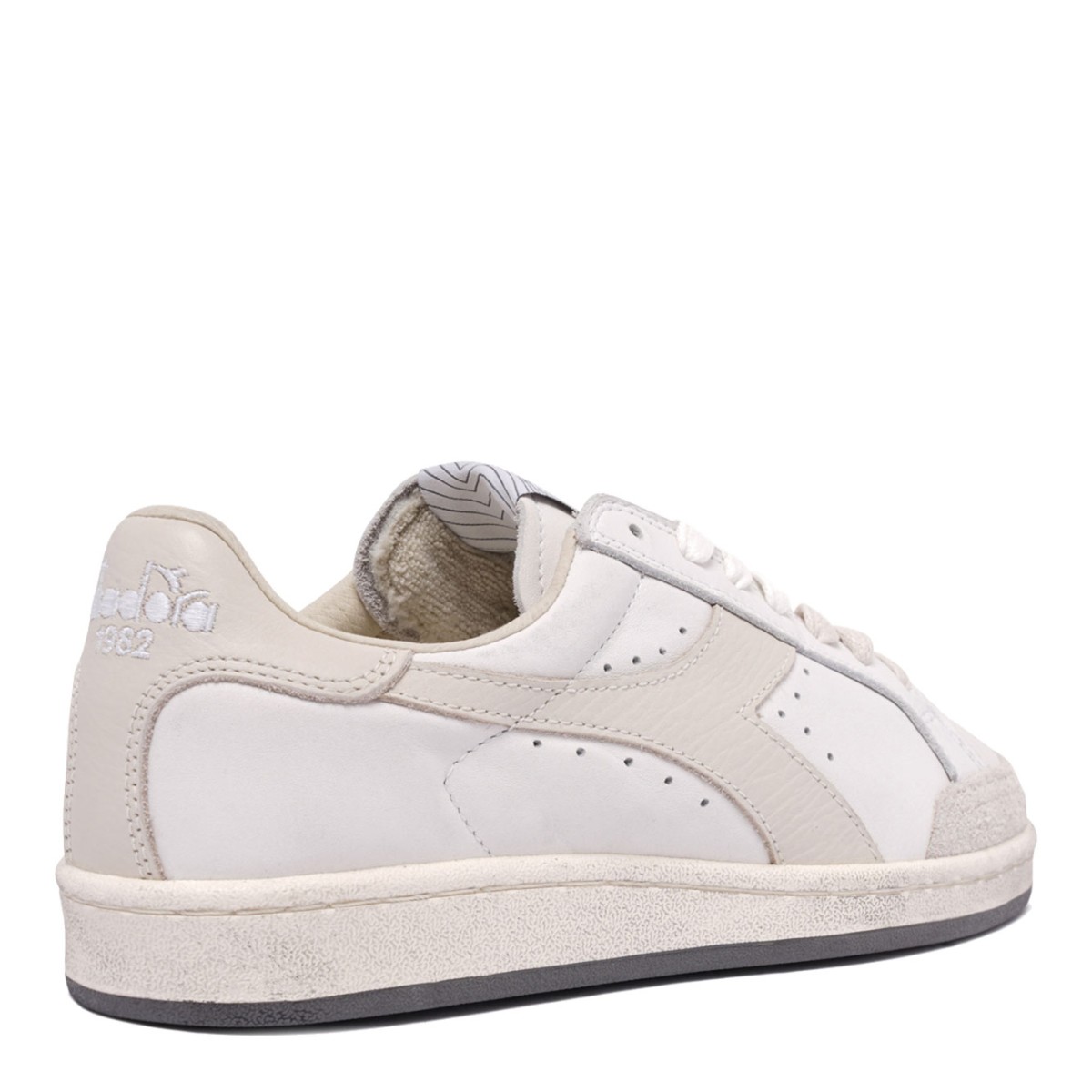 White and Light Grey Prestige Leather Sneakers