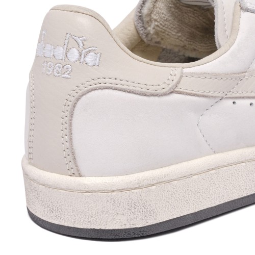 White and Light Grey Prestige Leather Sneakers