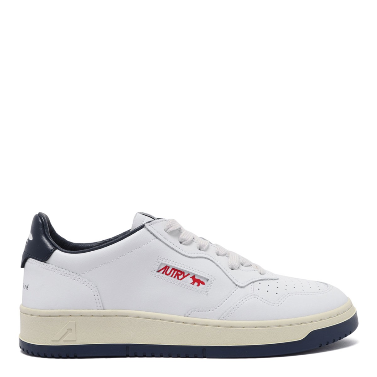 White and Blue Medalist Sneakers