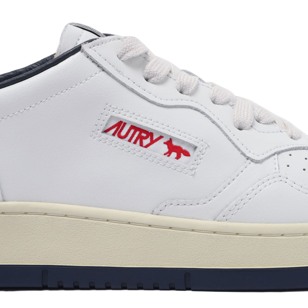 White and Blue Medalist Sneakers