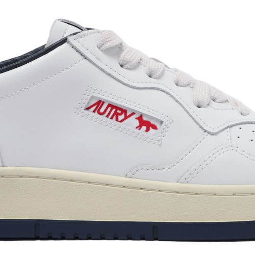 White and Blue Medalist Sneakers