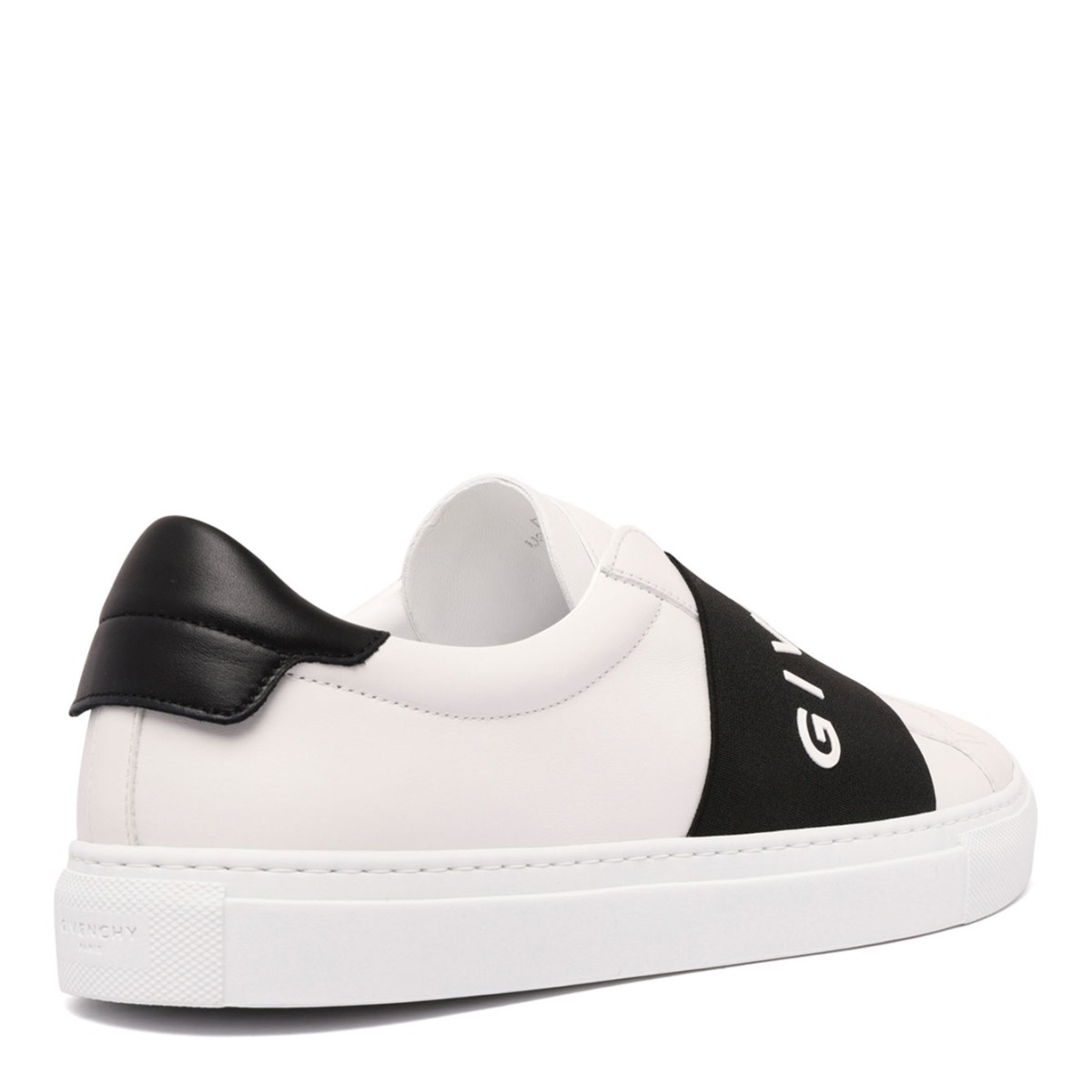 White and Black Logo Print Sneakers