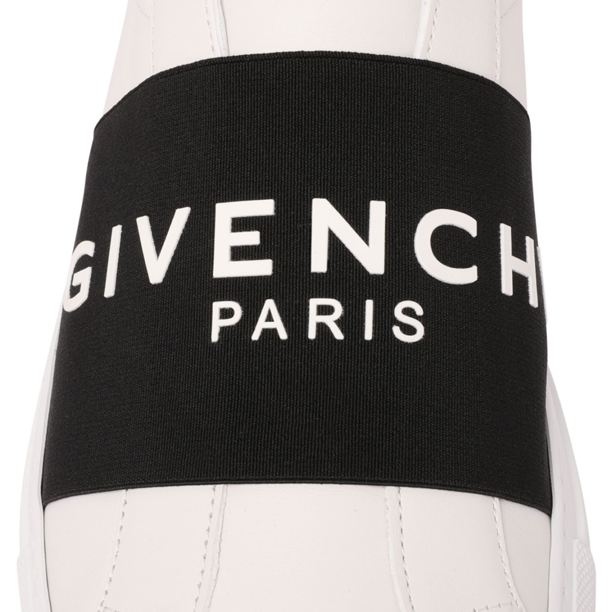 White and Black Logo Print Sneakers