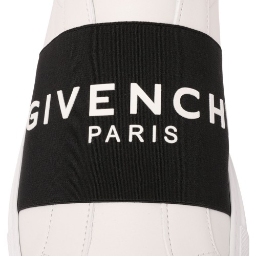 White and Black Logo Print Sneakers