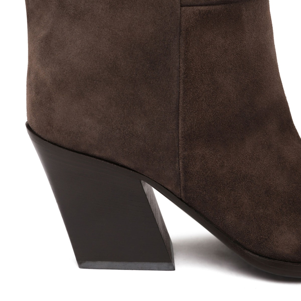 Taupe Calf-Suede Pointed-Toe Boots