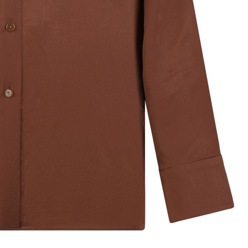 Tan Embroidered Silk Shirt