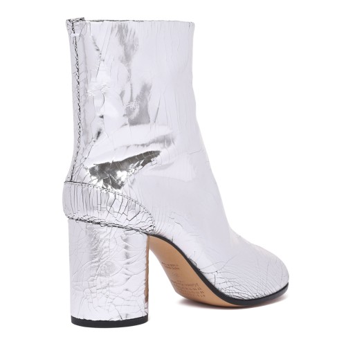 Silver Tabi Mirror Effect Ankle Boots